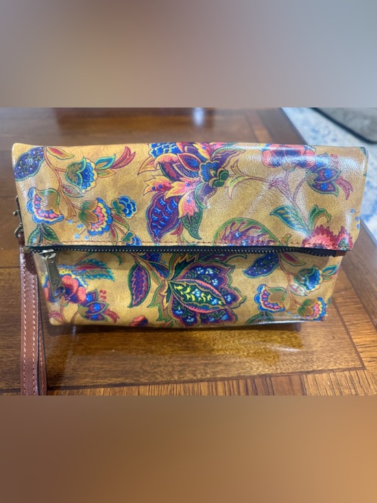Patricia Nash Handbags - Patricia Nash Floral Leather Wristlet Clutch Mustard Vintage Boho Tooled Pouch